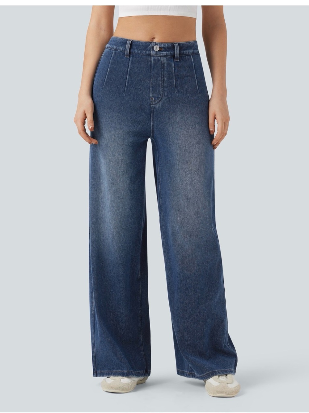 Halara Wide Leg High-Rise Women Jeans - Dark Blue size large 03009737 pull on